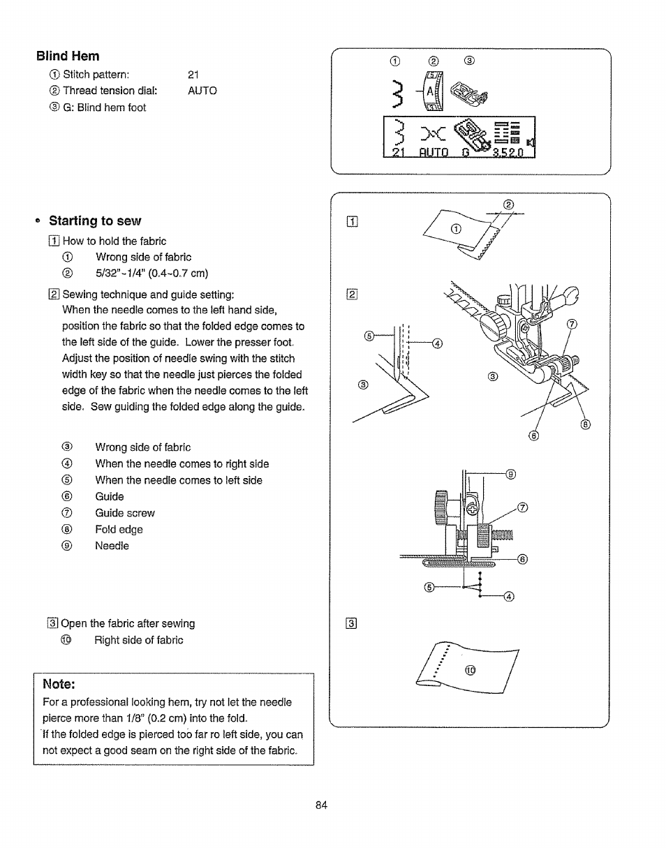 Blind hem, Starting to sew | Kenmore 385.19365 User Manual | Page 95 / 139