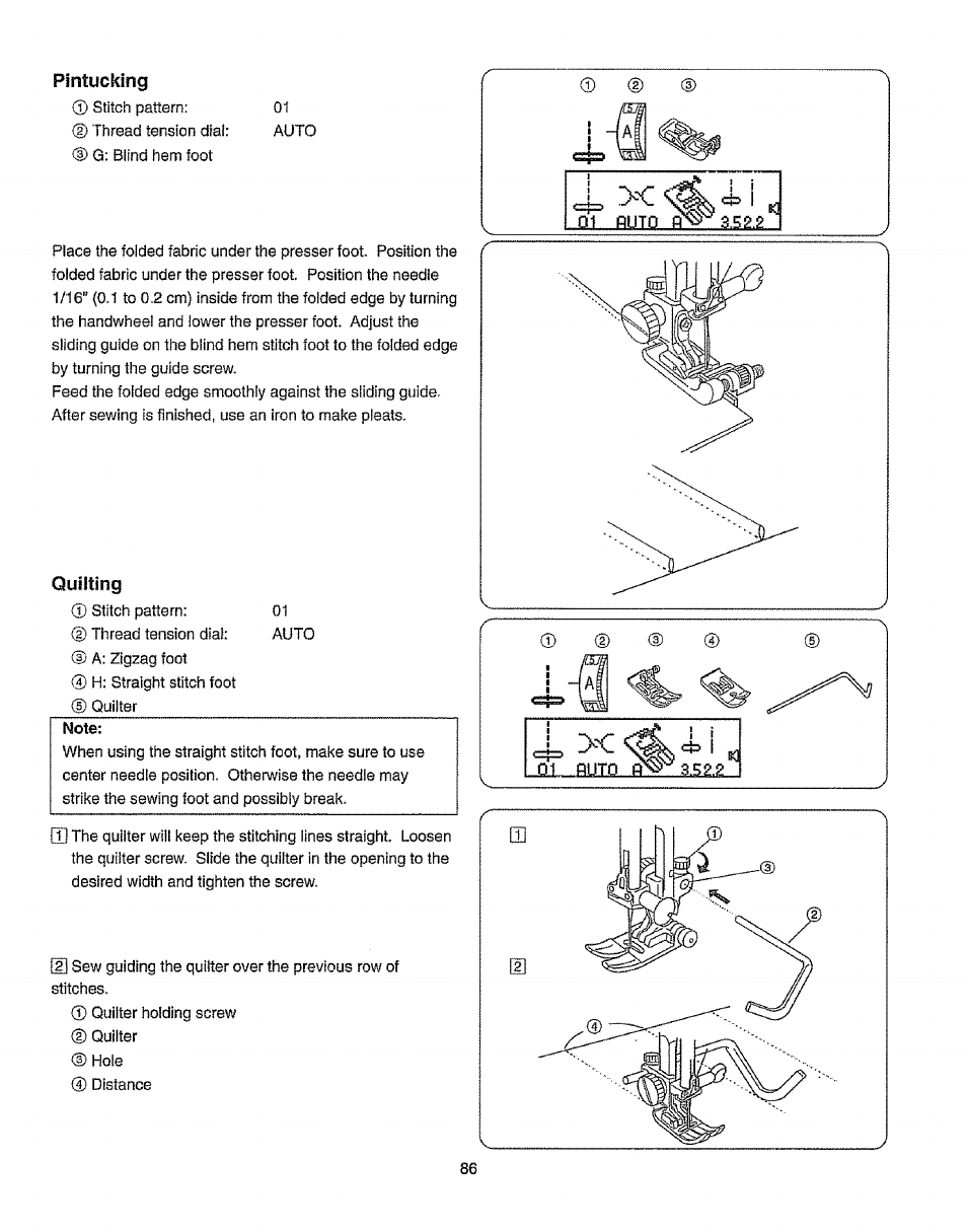 Plntucklng, Quilting, Pintucking | Kenmore 385.19365 User Manual | Page 97 / 139