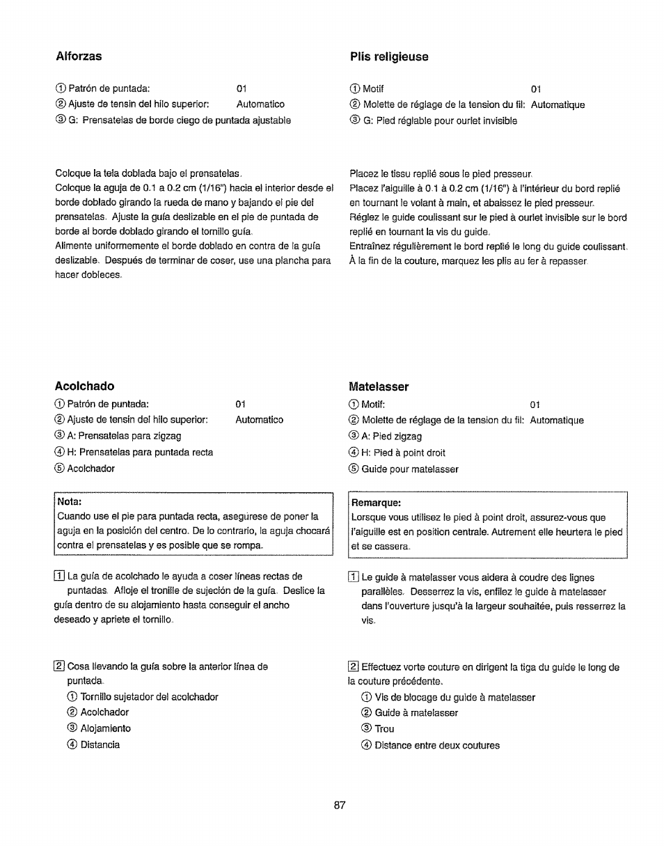 Acolchado, Matelasser | Kenmore 385.19365 User Manual | Page 98 / 139