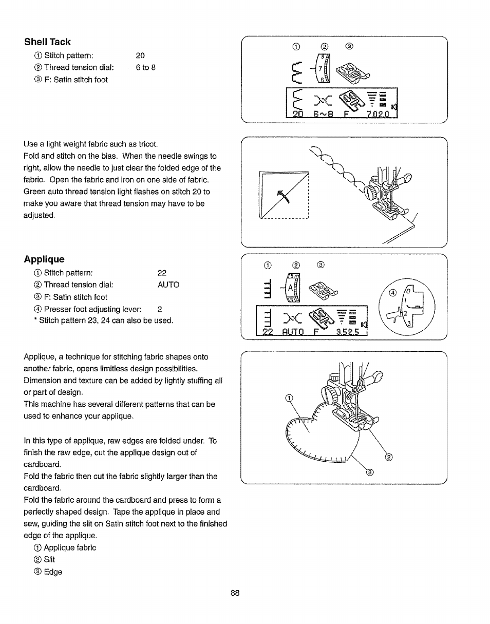 Shell tack, Applique | Kenmore 385.19365 User Manual | Page 99 / 139