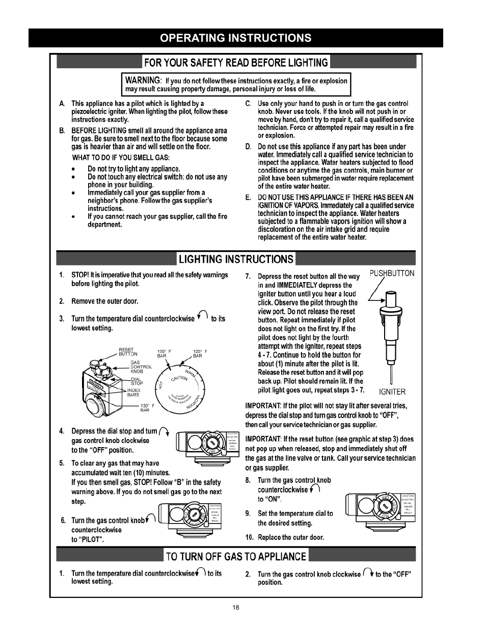 Operating instructions | Kenmore POWER MISER 153.33066 User Manual | Page 18 / 32