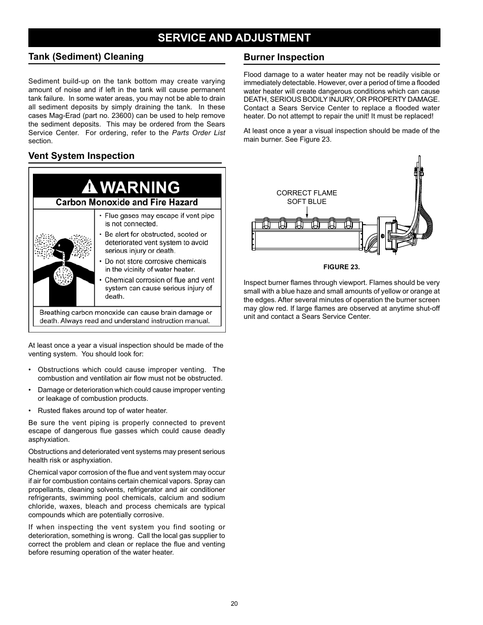 Service and adjustment | Kenmore POWER MISER 153.33066 User Manual | Page 20 / 32