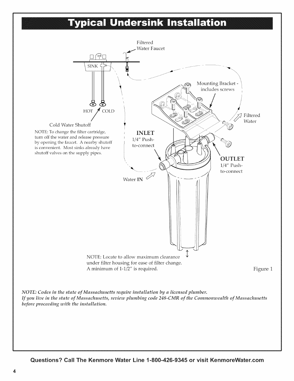 Typical undersink installation | Kenmore 625.38454 User Manual | Page 4 / 12