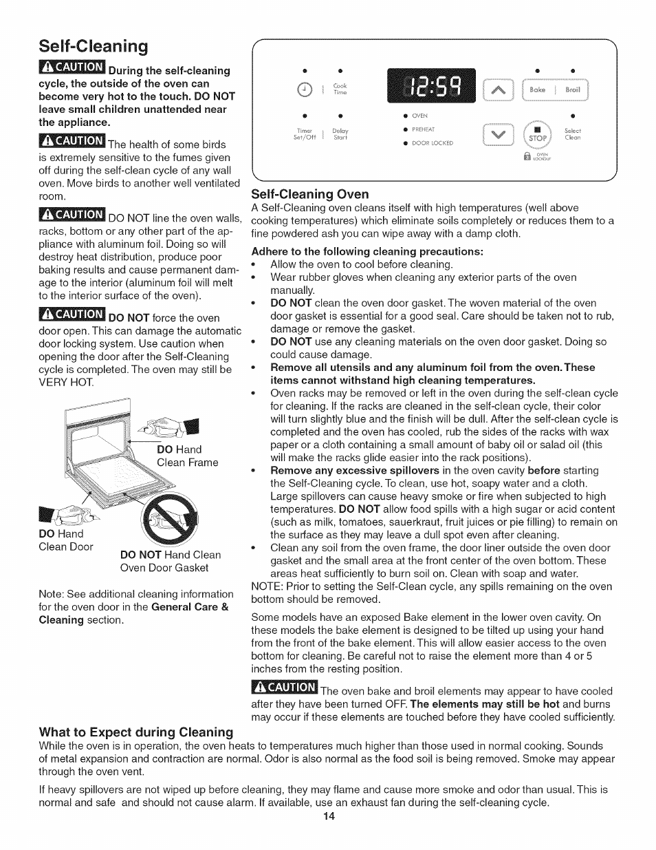 Seif-cleaning, Self-cleaning oven, What to expect during cleaning | Self-cleaning -15 | Kenmore 790. 4045 User Manual | Page 14 / 22