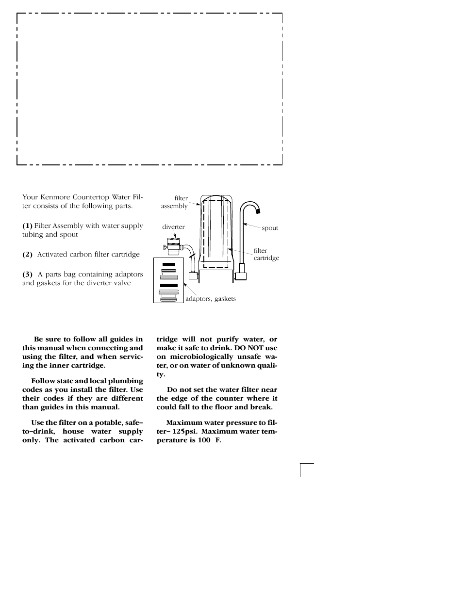 Warranty, Parts included, Safety guides / specifications | Kenmore 625.345500 User Manual | Page 2 / 8