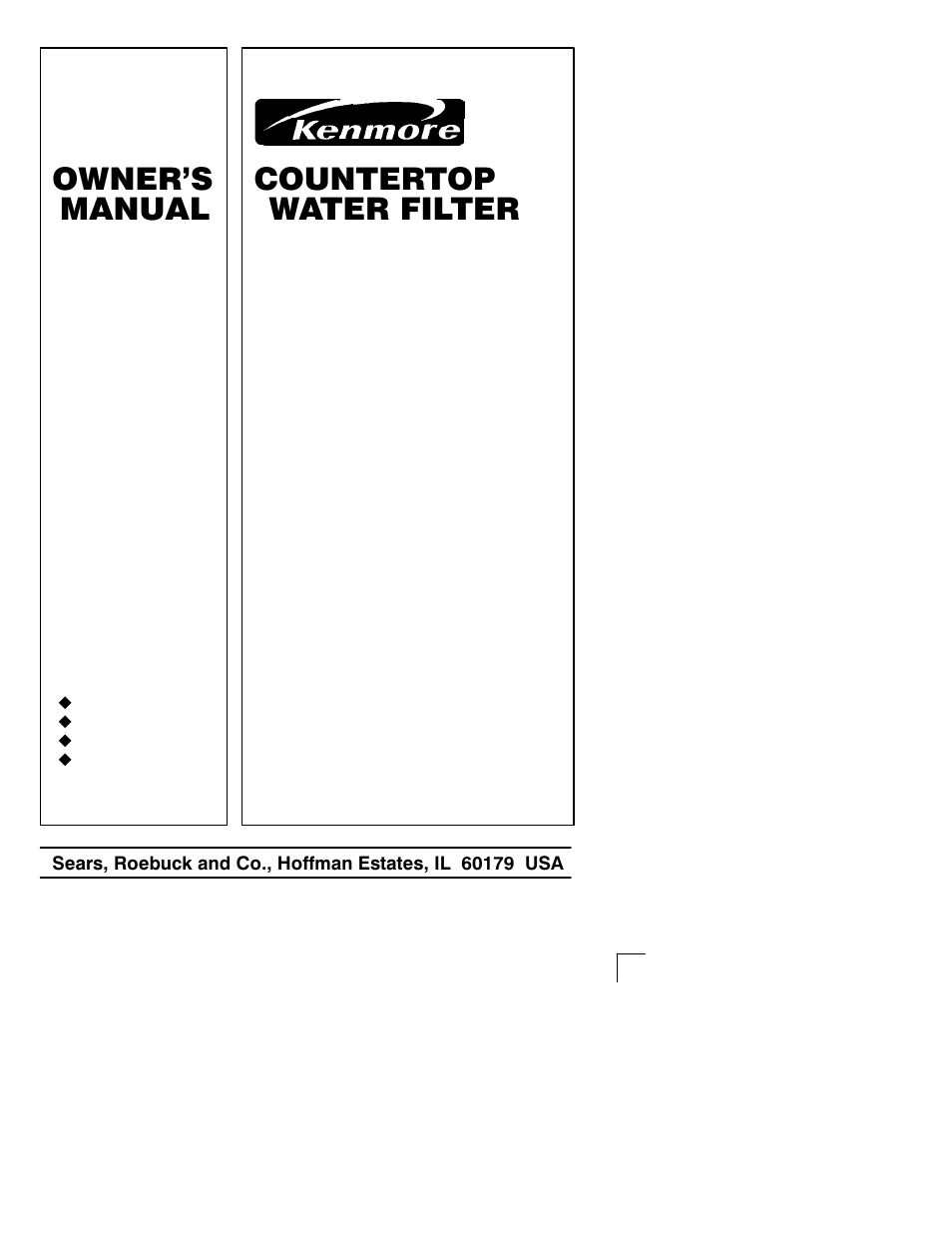 Owner's manual, Countertop water filter | Kenmore 625.345500 User Manual | Page 8 / 8