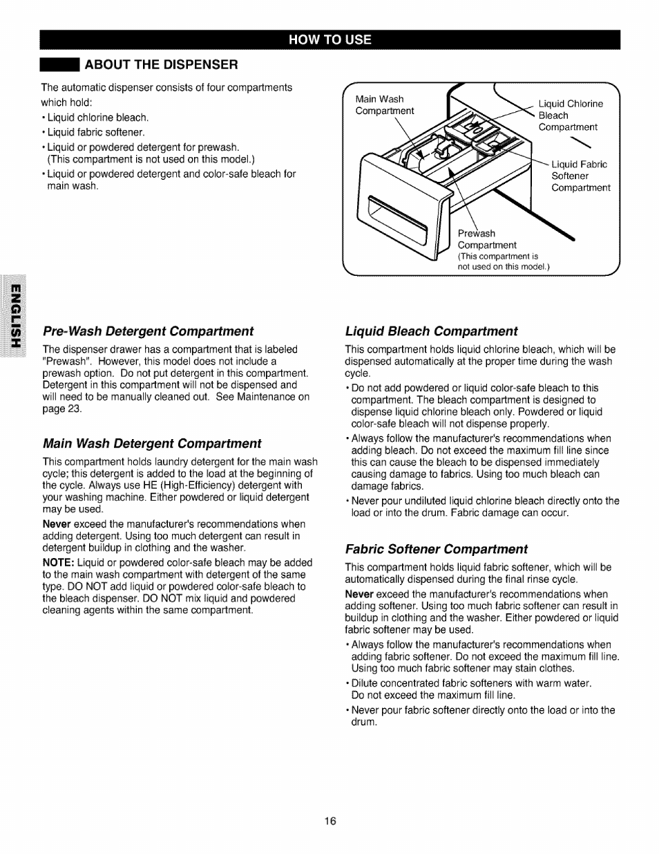 About the dispenser | Kenmore 796.4027 User Manual | Page 16 / 29