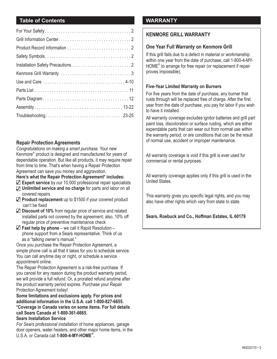 Kenmore 415.1612801 User Manual | Page 3 / 28