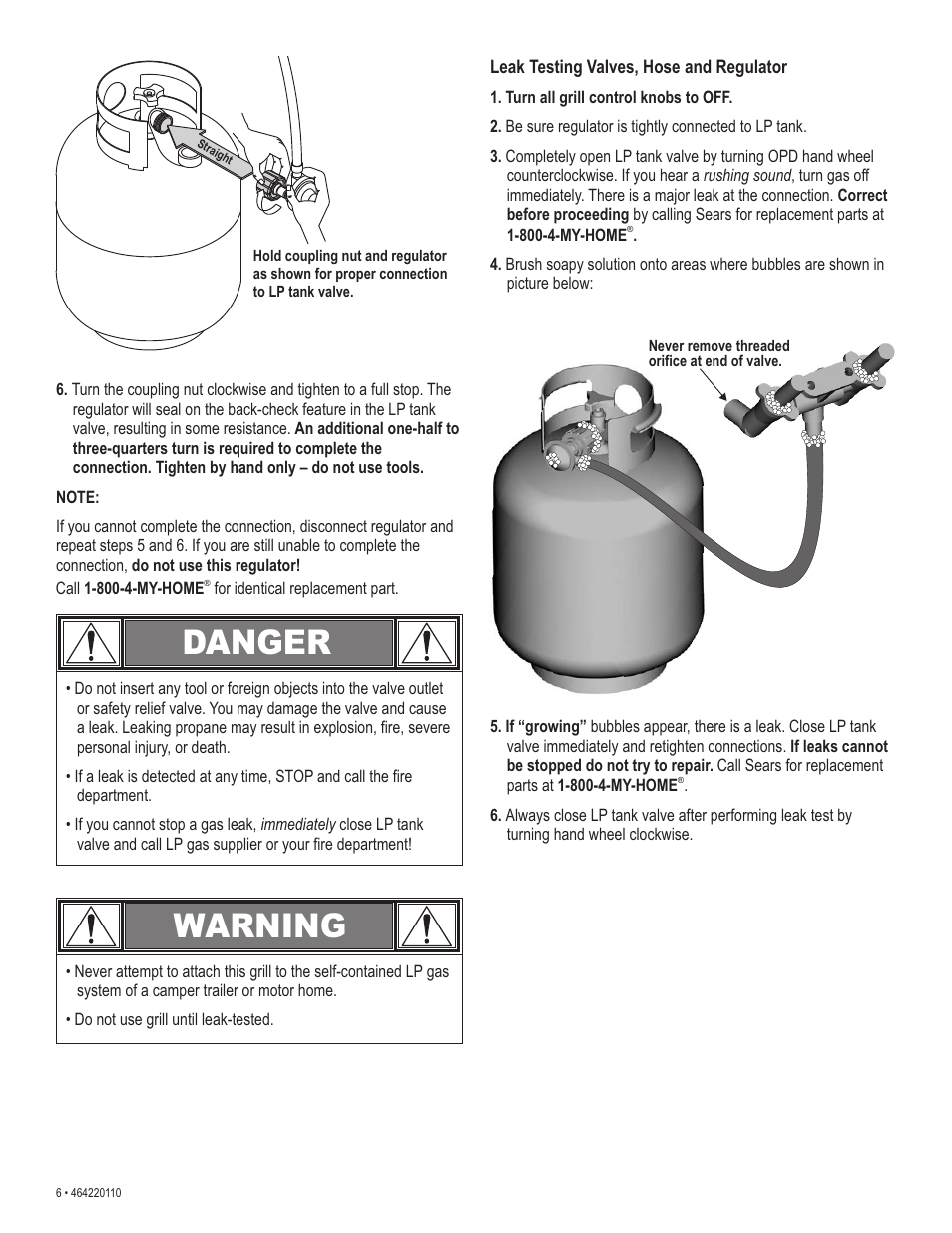 Danger, Warning | Kenmore 415.1612801 User Manual | Page 6 / 28