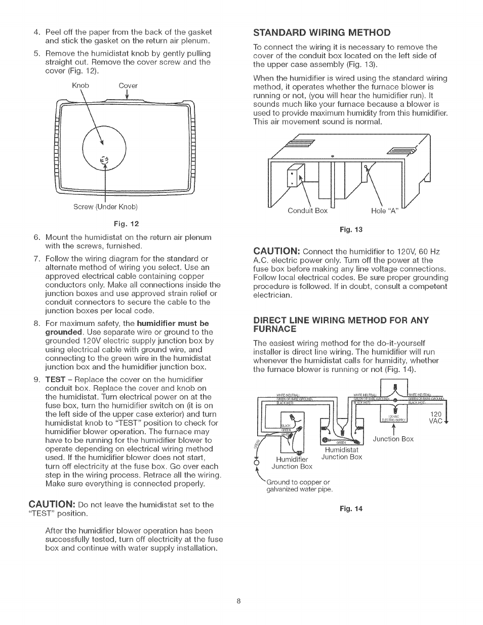Standard wiring method | Kenmore CENTRAL HUMIDIFIER 303.9380612 User Manual | Page 8 / 18