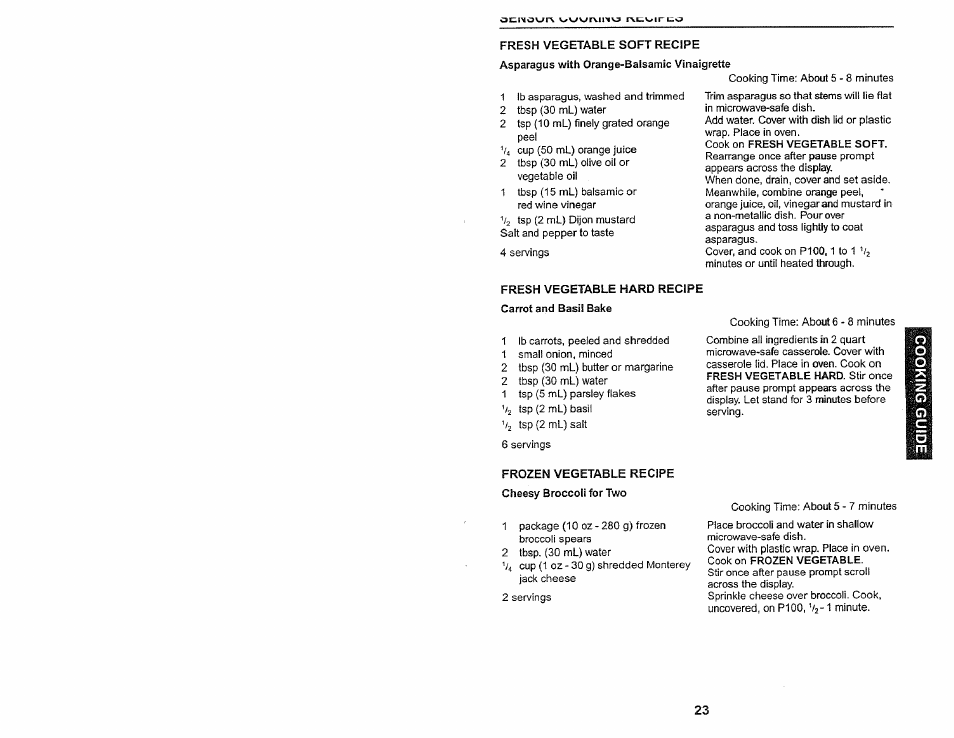Fresh vegetable hard recipe, Carrot and basil bake, Frozen vegetable recipe | Kenmore 565.60584 User Manual | Page 23 / 33