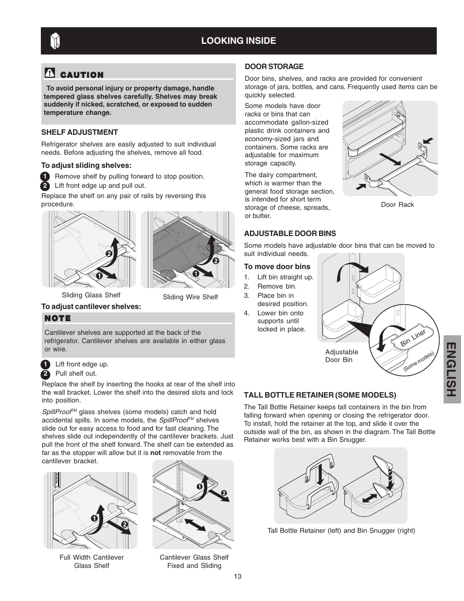 English, Looking inside | Kenmore 241815202 User Manual | Page 13 / 21