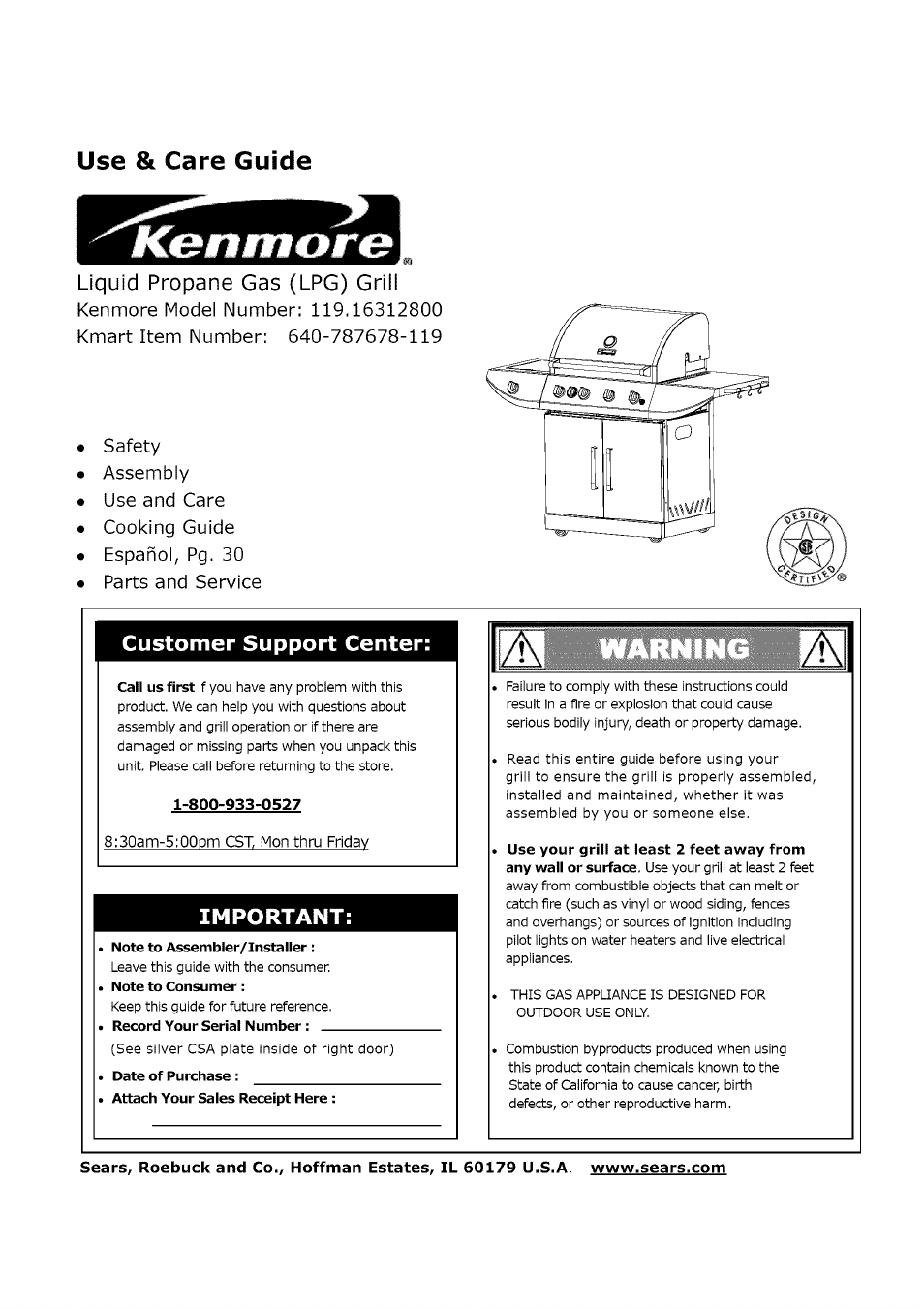 Kenmore 119.16312800 User Manual | 31 pages