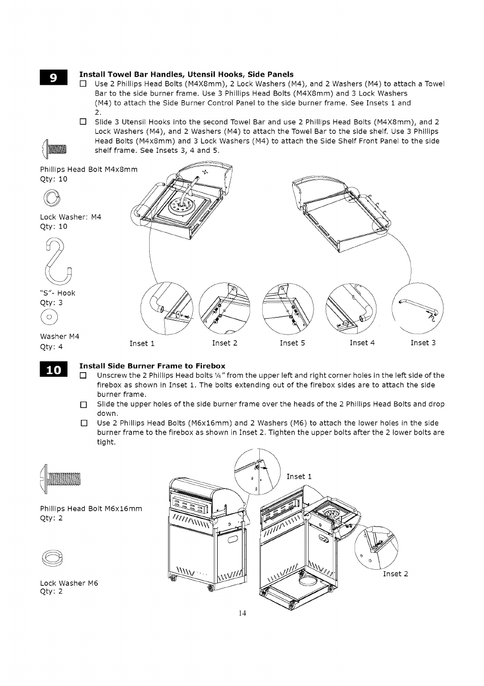 Install side burner frame to firebox | Kenmore 119.16312800 User Manual | Page 14 / 31