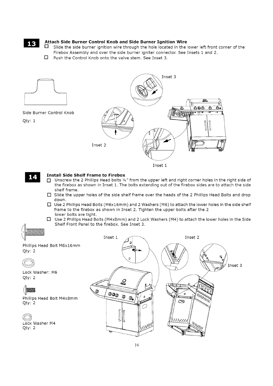 Install side shelf frame to firebox | Kenmore 119.16312800 User Manual | Page 16 / 31