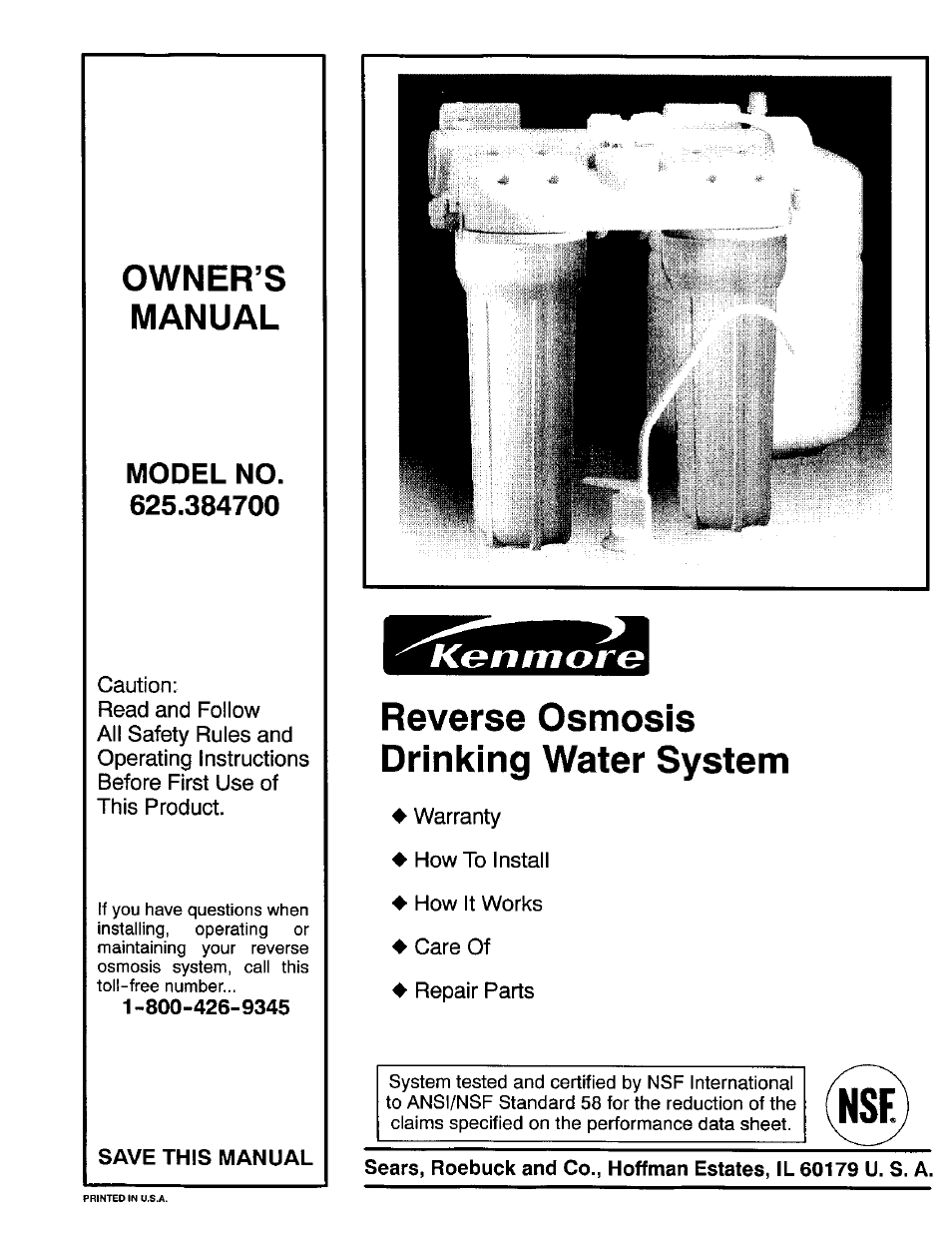 Kenmore 625.3847 User Manual | 20 pages