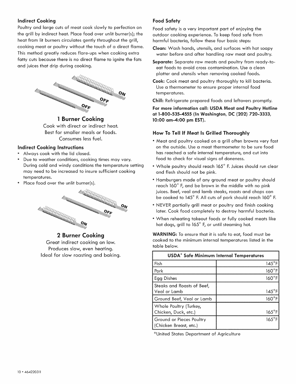 Meat, 1 burner cooking, 2 burner cooking | Kenmore 415.1615111 User Manual | Page 10 / 28