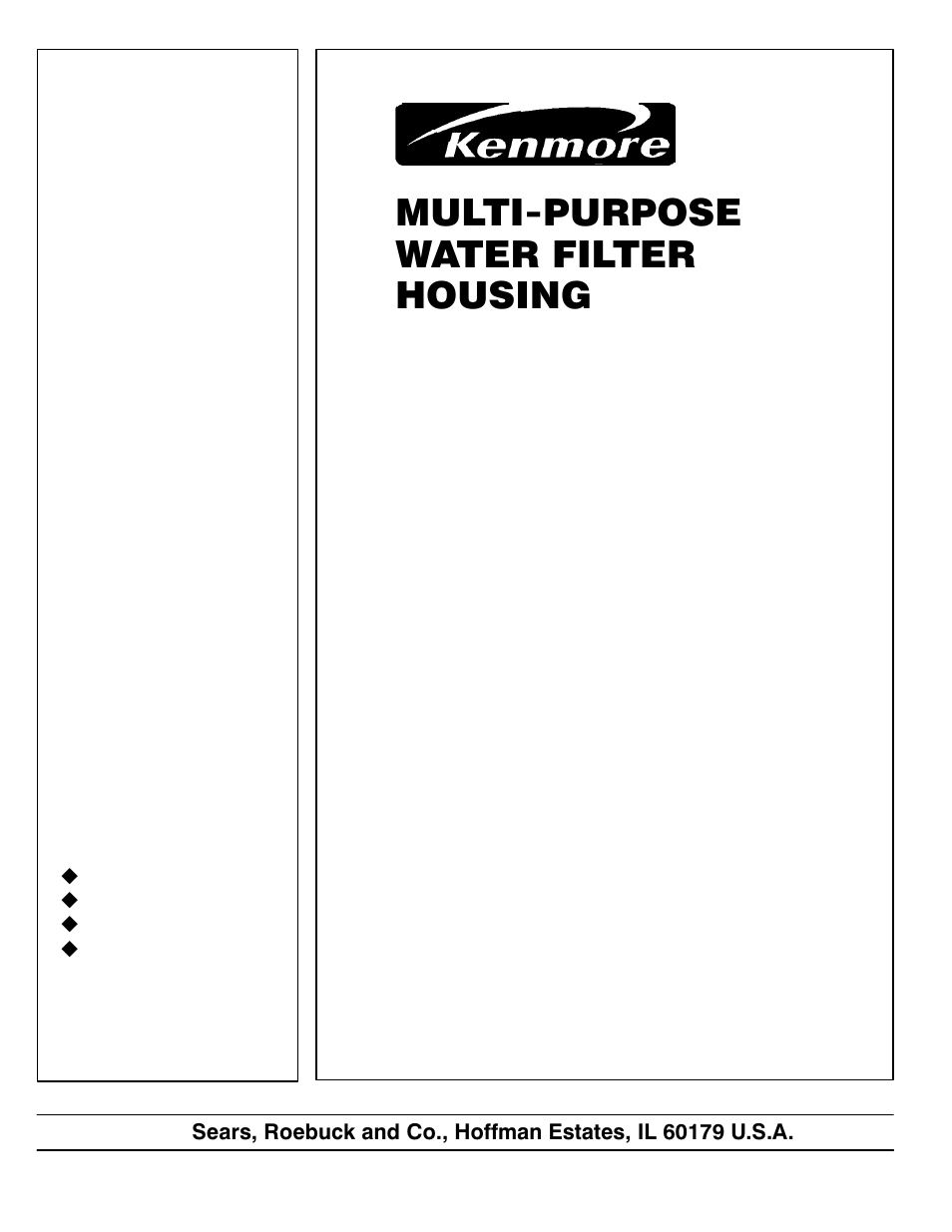 Multi-purpose water filter housing, Owners manual, Model no | Kenmore 625.343400 User Manual | Page 12 / 12