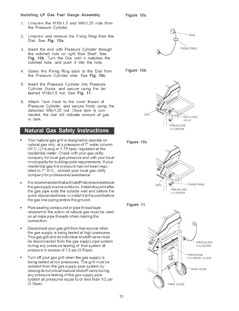 Natural gas safety instructions | Kenmore 141.1664 User Manual | Page 13 / 33