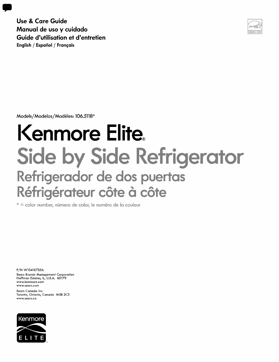 Kenmore 106.511800 User Manual | 92 pages