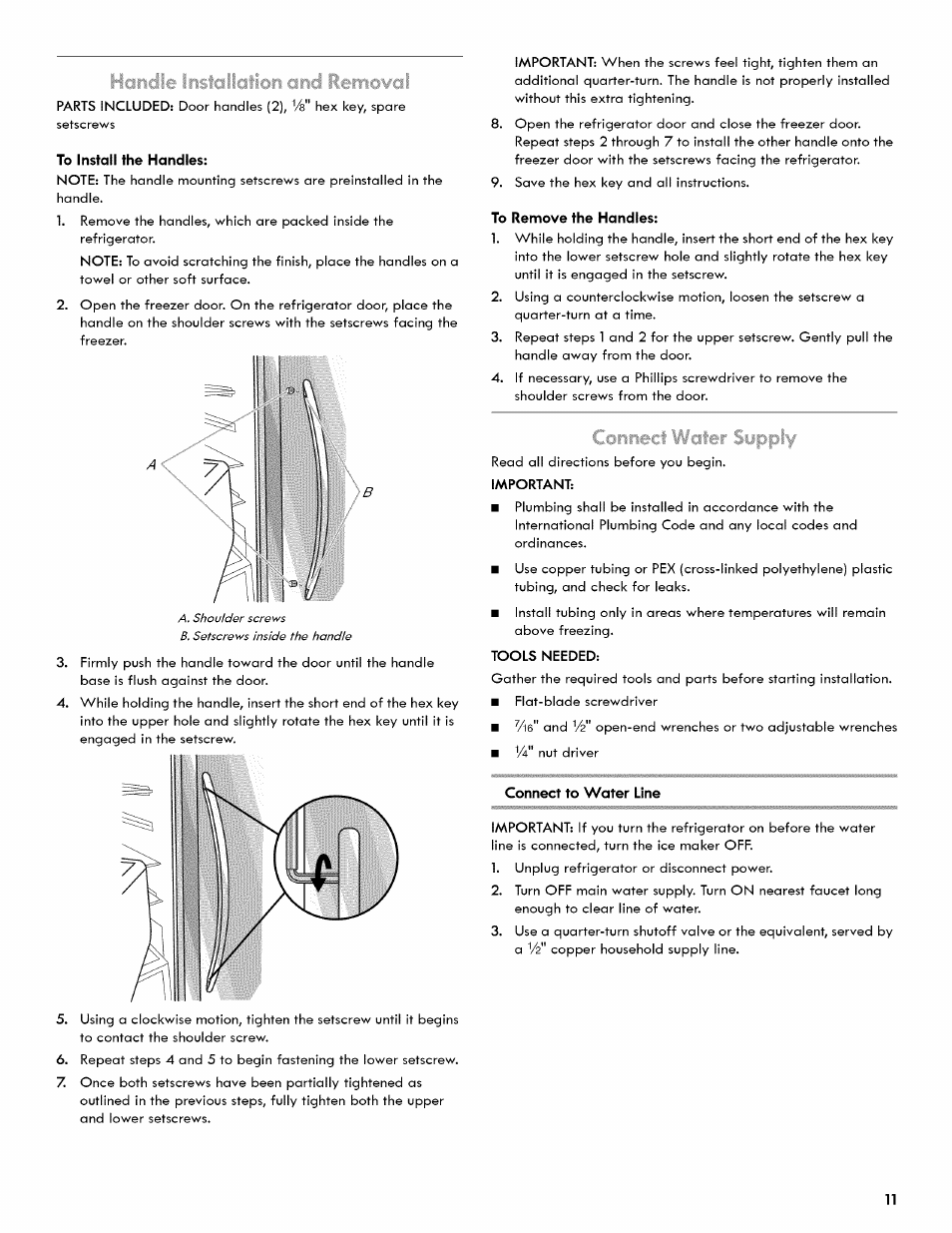 Haricjie instailation cincl ieiriijvai | Kenmore 106.511800 User Manual | Page 11 / 92