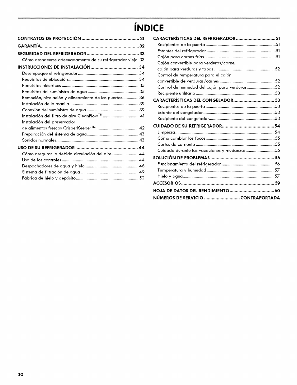 Indice, Índice | Kenmore 106.511800 User Manual | Page 30 / 92