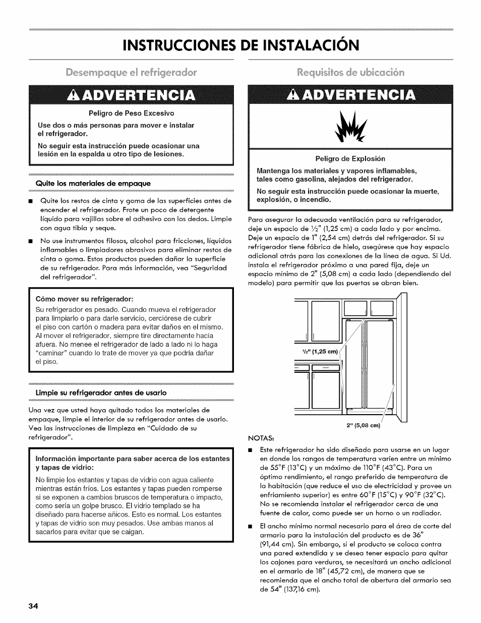 Instrucciones de instalacion, Ik advertencia, A advertencia | Instrucciones de instalación | Kenmore 106.511800 User Manual | Page 34 / 92