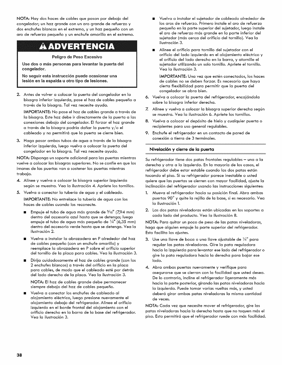 Aadvertencia | Kenmore 106.511800 User Manual | Page 38 / 92