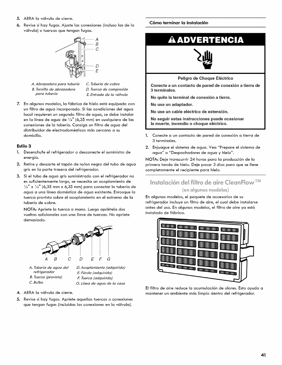 A advertencia | Kenmore 106.511800 User Manual | Page 41 / 92