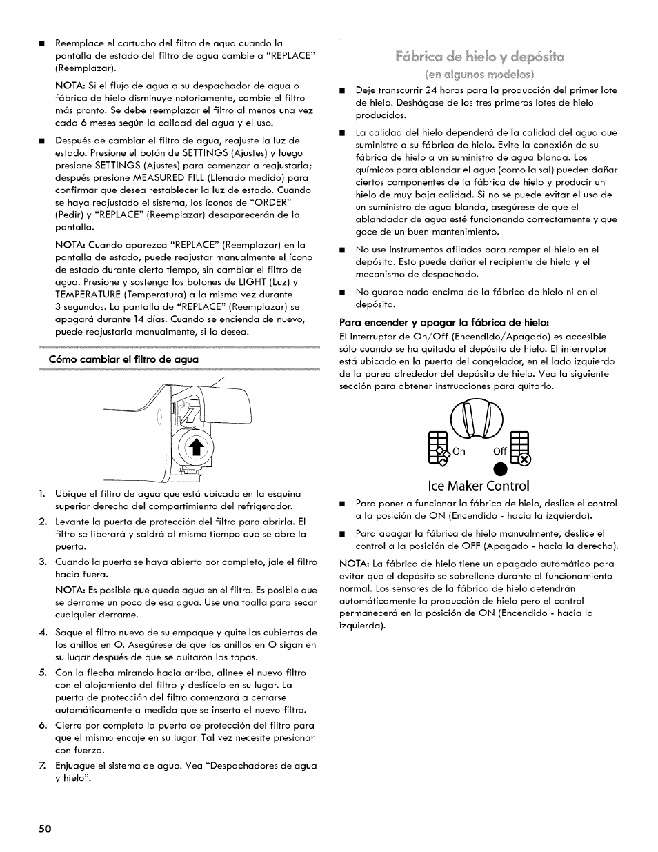 Ice maker control | Kenmore 106.511800 User Manual | Page 50 / 92