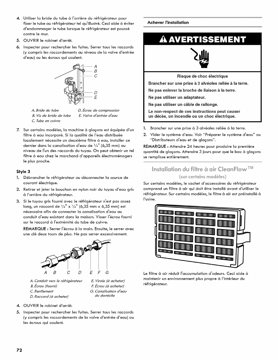 A avertissement | Kenmore 106.511800 User Manual | Page 72 / 92