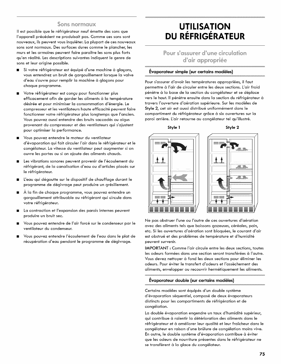 Utilisation du réfrigérateur, I ♦ fil, Fjrrfiaiix | Kenmore 106.511800 User Manual | Page 75 / 92