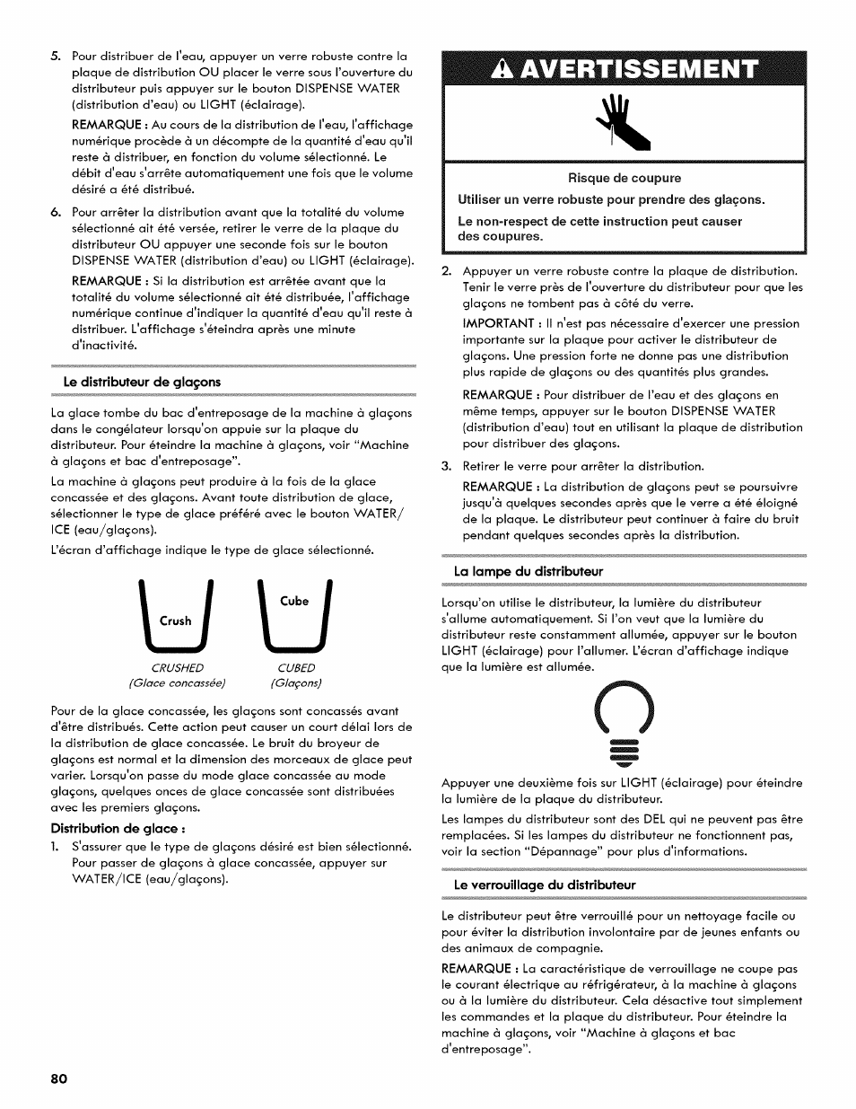 A avertissement | Kenmore 106.511800 User Manual | Page 80 / 92