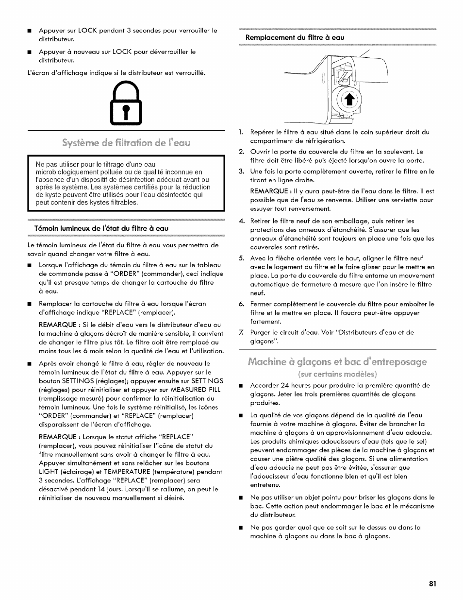 Systèfrie de filtrcitîiîn de l'eau | Kenmore 106.511800 User Manual | Page 81 / 92