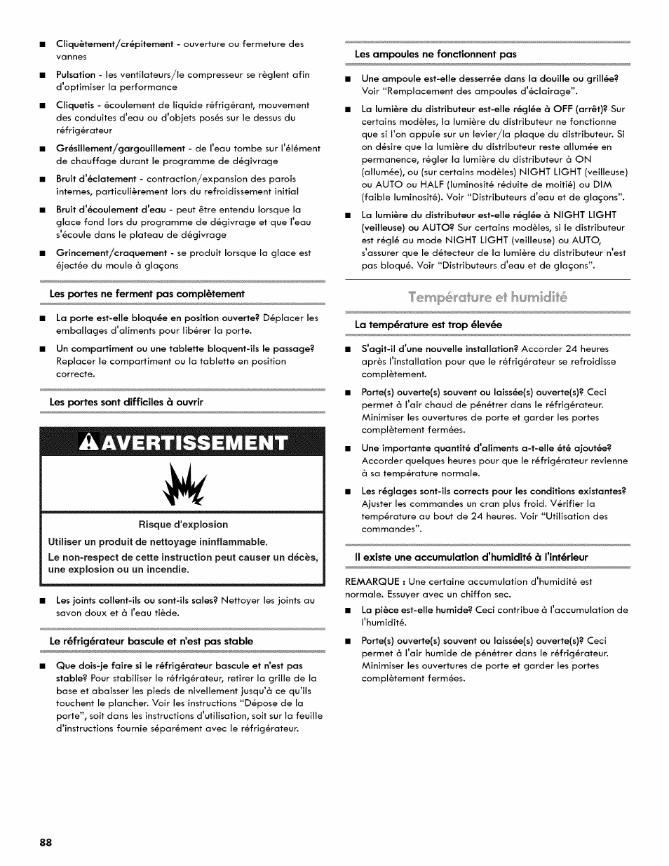 Avertissement | Kenmore 106.511800 User Manual | Page 88 / 92