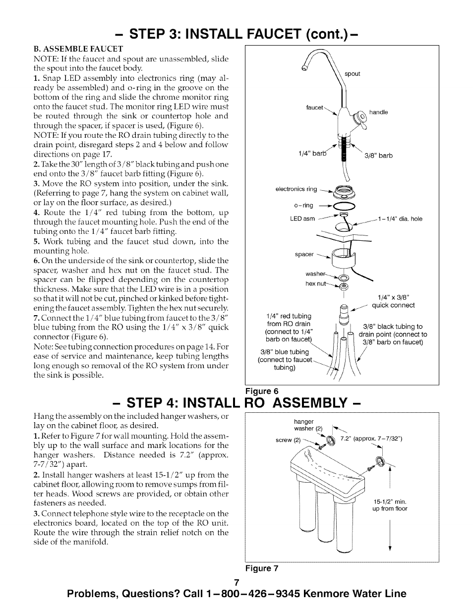 Step 3: install faucet (cont.), Step 4: install ro assembly | Kenmore 625.38575 User Manual | Page 7 / 20