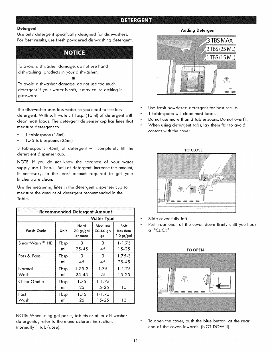 Notice, 3tbsma, Detergent | Ubsilsivlu | Kenmore 630.1395 User Manual | Page 11 / 21