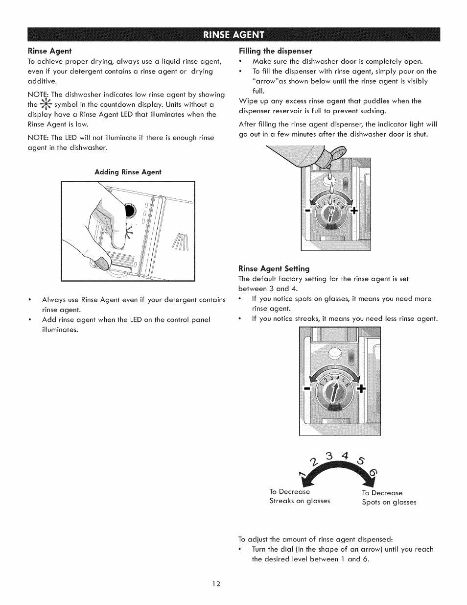 Rinse agent | Kenmore 630.1395 User Manual | Page 12 / 21