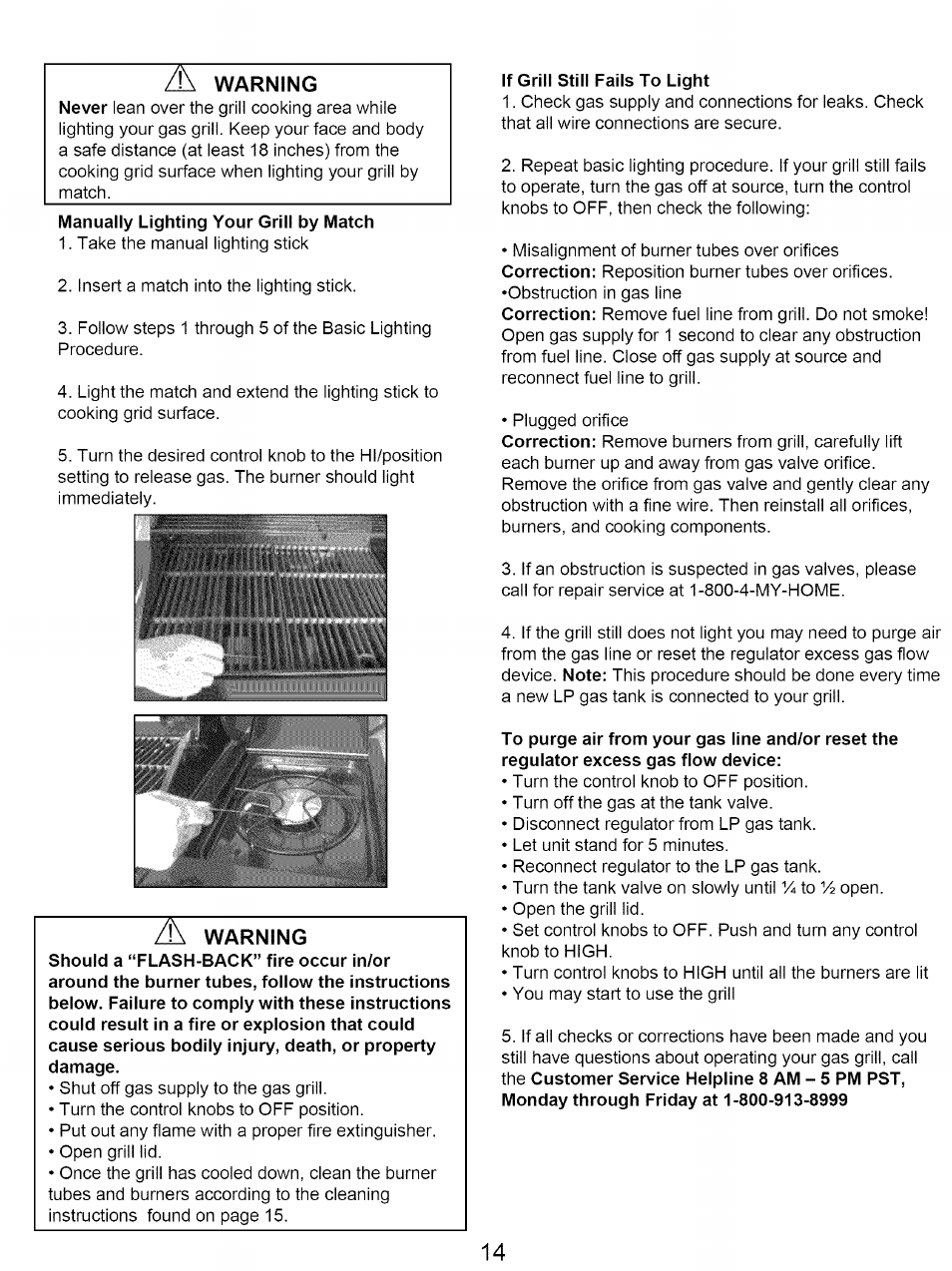 If grill still fails to light | Kenmore 122.16641900 User Manual | Page 14 / 19