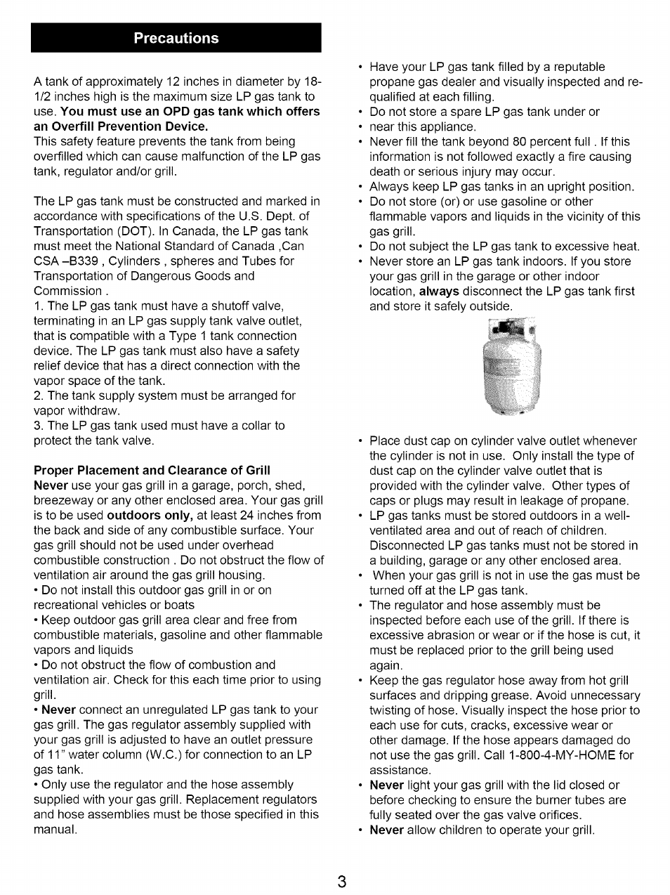 Precautions | Kenmore 122.16641900 User Manual | Page 3 / 19