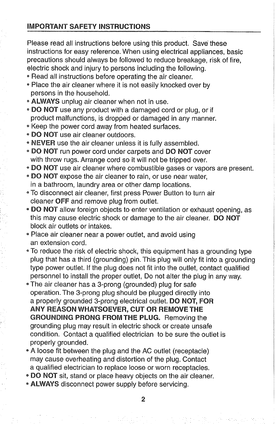 Important safety instructions | Kenmore 437.85264 User Manual | Page 2 / 15