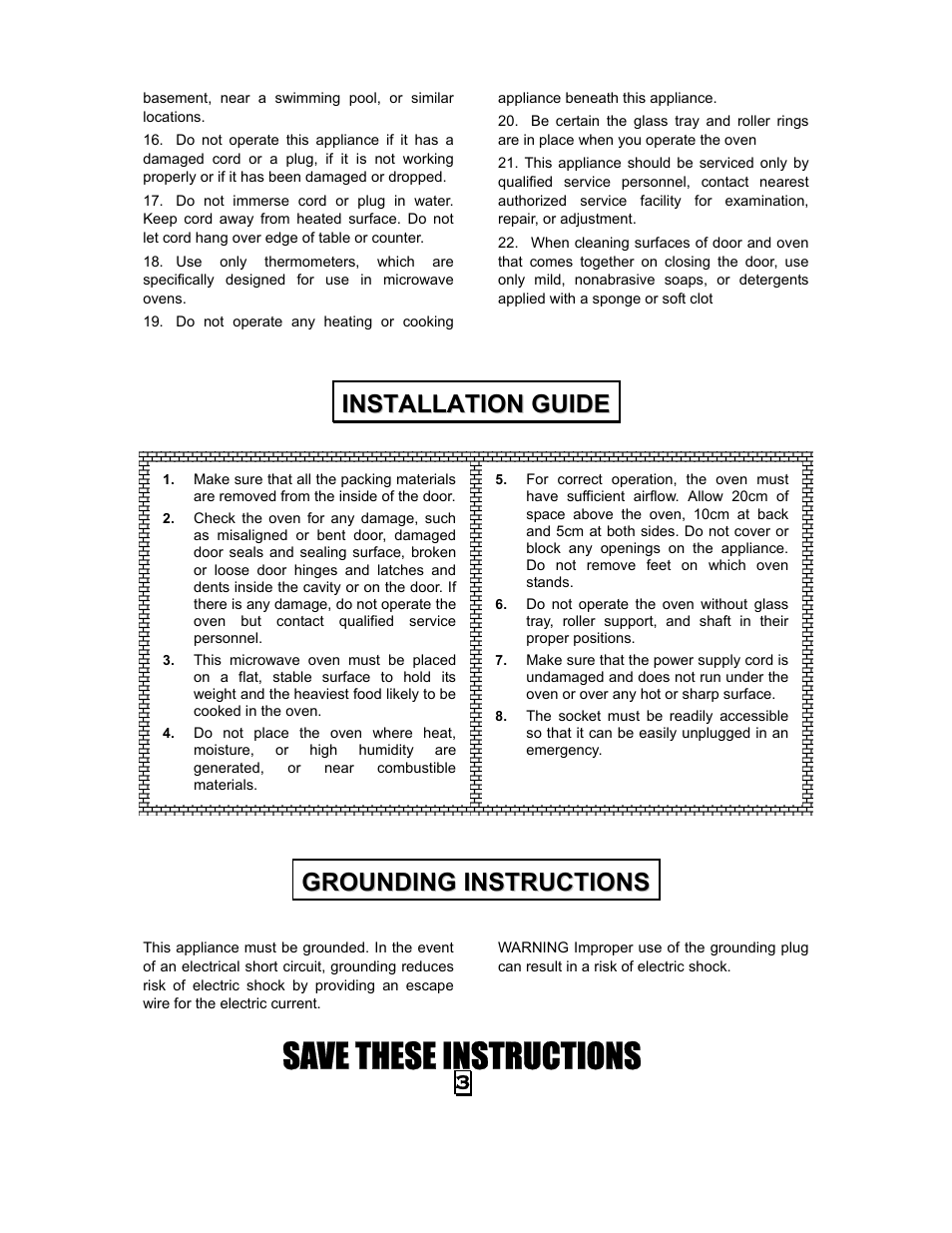 Save these instructions | Kenmore 87043 User Manual | Page 4 / 13