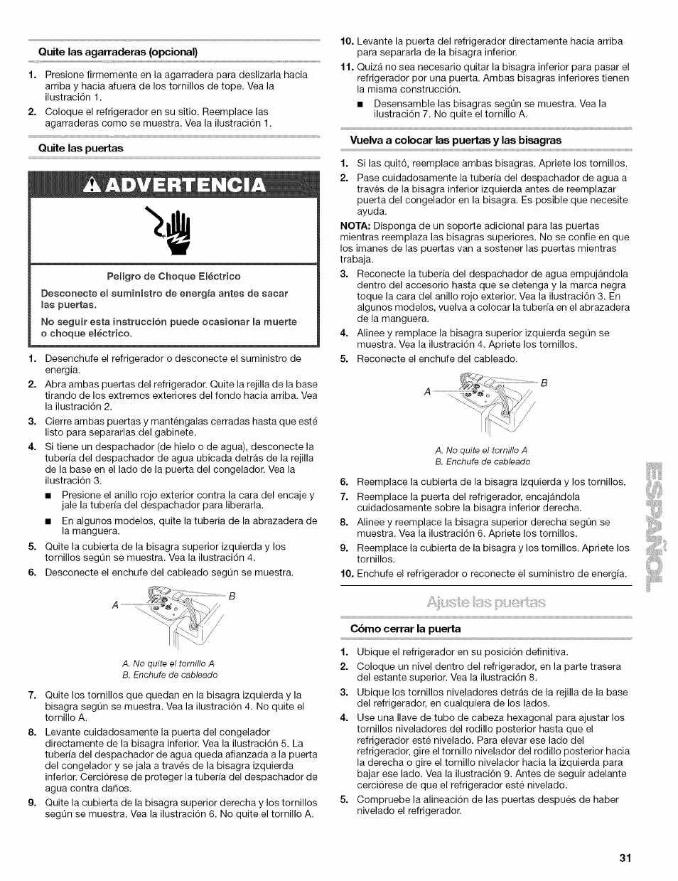 Cómo cerrar la puerta | Kenmore 2305761A User Manual | Page 31 / 76