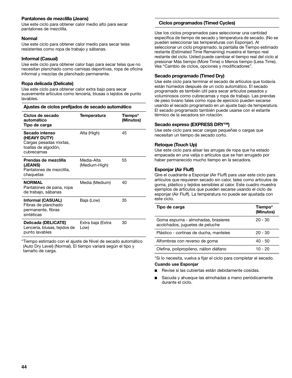 Kenmore ELITE HE3 110.9787 User Manual | Page 44 / 52