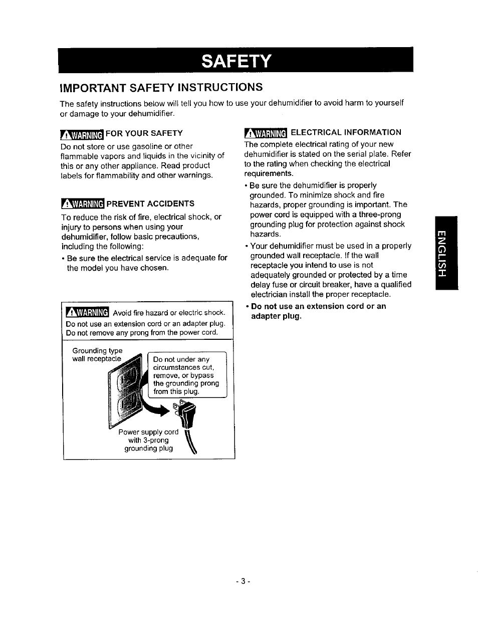 Important safety instructions, Safety | Kenmore 580.513 User Manual | Page 3 / 13