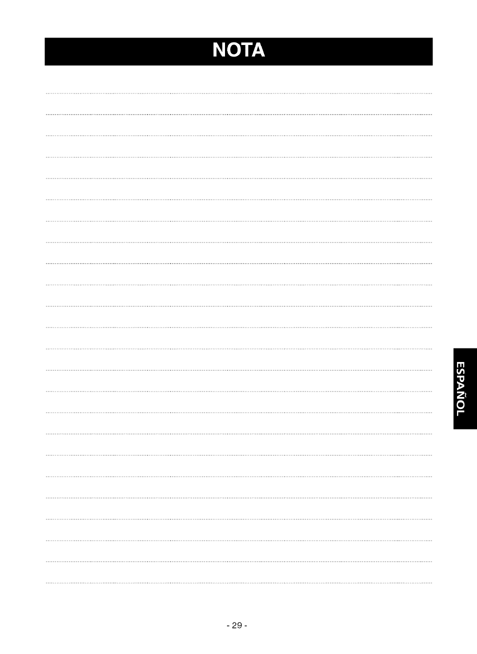 Español | Kenmore 580.75281 User Manual | Page 29 / 32