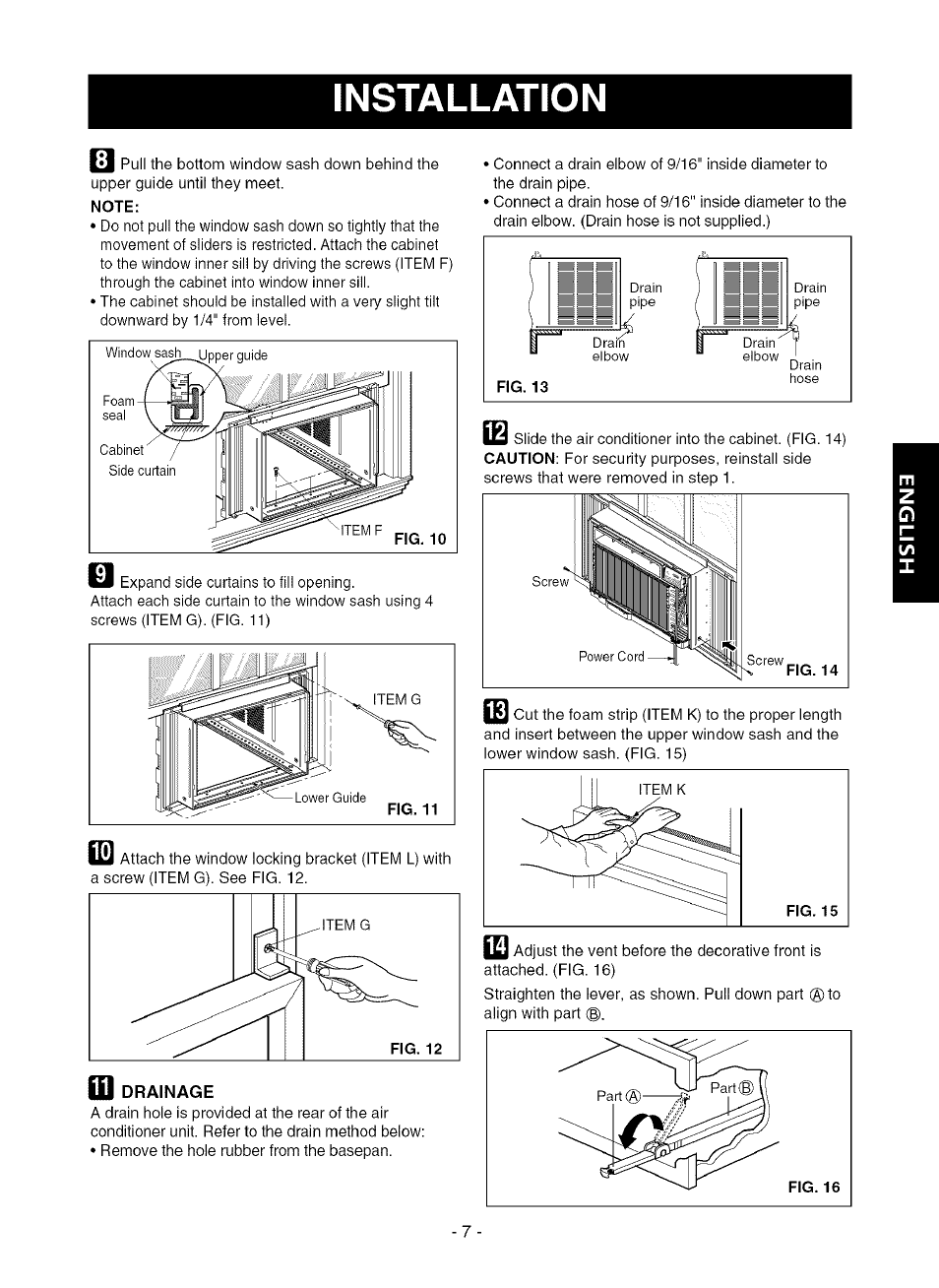 M drainage, Installation | Kenmore 580.75281 User Manual | Page 7 / 32