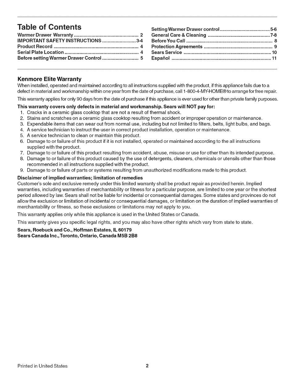 Kenmore 790.4918 User Manual | Page 2 / 10