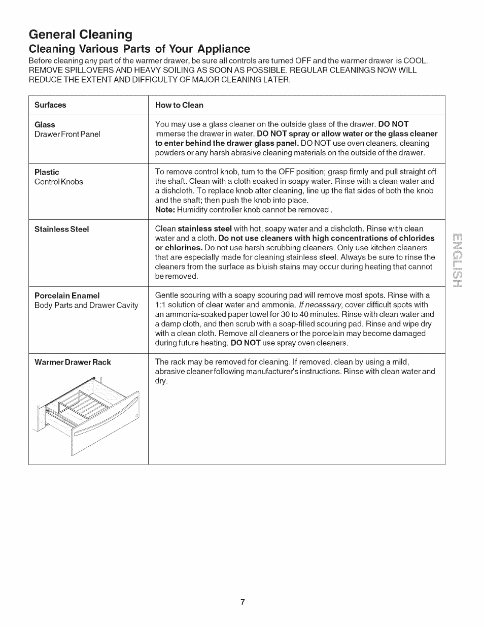 General cleaning, Cleaning various parts of your appliance | Kenmore 790.4918 User Manual | Page 7 / 10