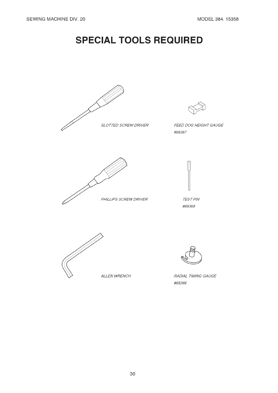 Special tools required | Kenmore 385.15358 User Manual | Page 32 / 32